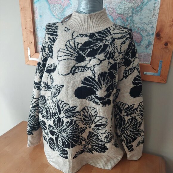 Liz Claiborne Plus Size Mock Neck Acrylic Blend Floral Sweater Women's Size 1X - Picture 1 of 12
